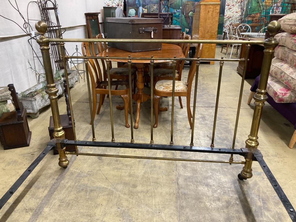 A Victorian style brassed metal bedframe, width 154cm length 200cm